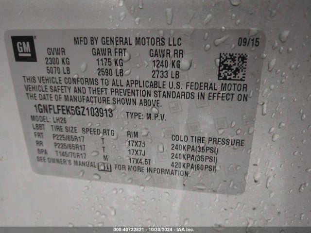 Chevrolet EQUINOX LT 2016 1GNFLFEK5GZ103913 Image 9