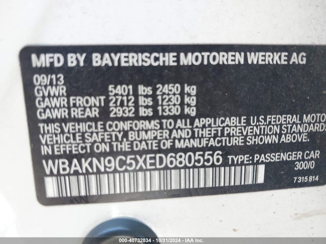 BMW 550i 2014 WBAKN9C5XED680556 Image 9