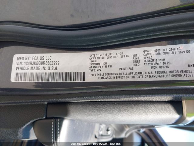 1C4RJKBG9R8602999 Jeep Grand Cherokee L Limited 4x4
