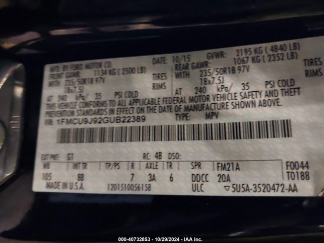 1FMCU9J92GUB22389 Ford Escape Titanium