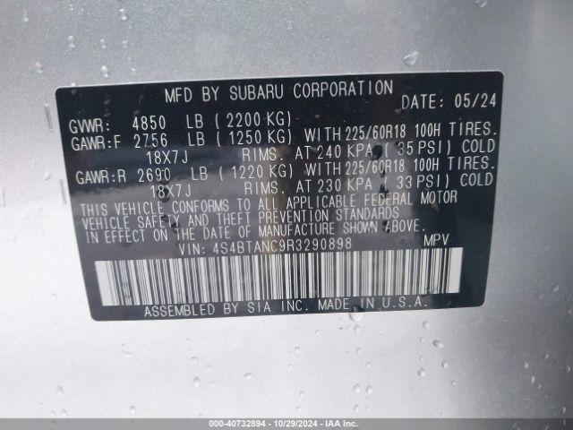 4S4BTANC9R3290898 Subaru Outback Limited