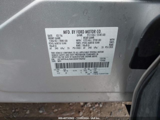 2FMPK4J94GBB19252 Ford EDGE SEL