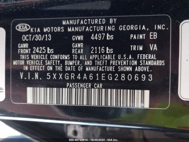 5XXGR4A61EG280693 KIA Optima Sxl Turbo