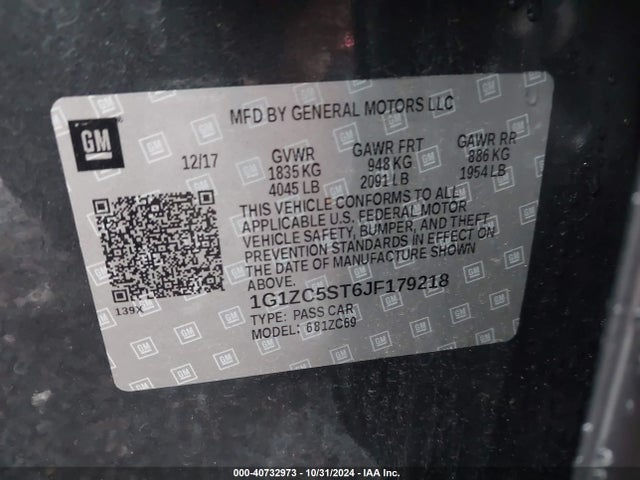 Chevrolet Malibu 1fl 2018 1G1ZC5ST6JF179218 Image 9