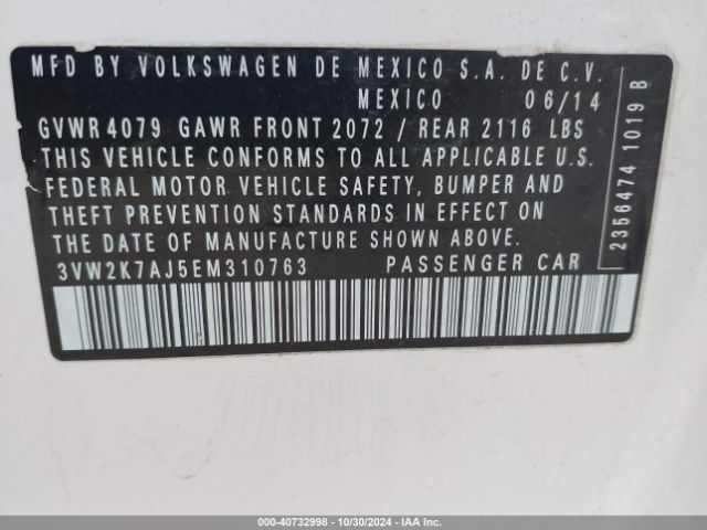 3VW2K7AJ5EM310763 Volkswagen Jetta 2.0l S