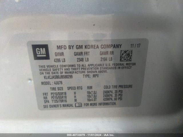 KL4CJASB0JB588299 Buick Encore Preferred