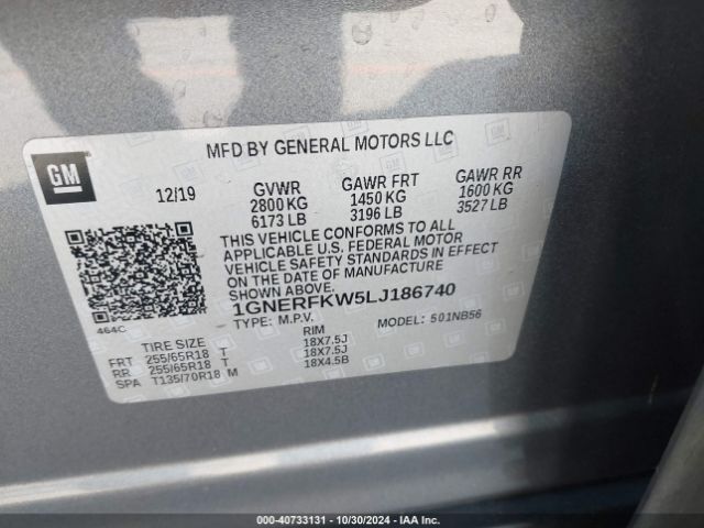 1GNERFKW5LJ186740 Chevrolet Traverse Fwd Ls