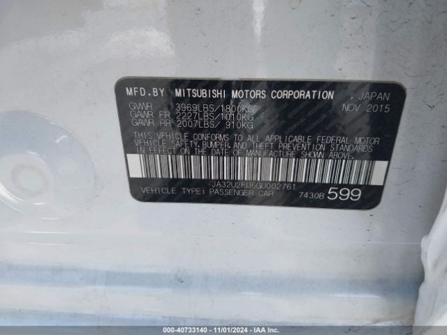 JA32U2FU6GU002761 Mitsubishi LANCER ES