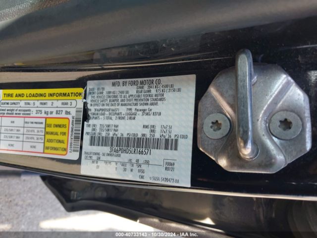 3FA6P0HD5LR166571 Ford FUSION SE