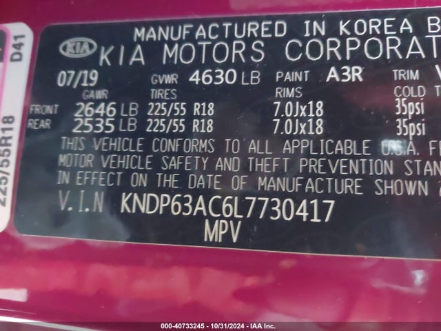 KIA SPORTAGE S 2020 KNDP63AC6L7730417 Image 9