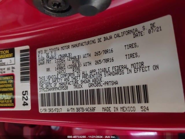 3TMCZ5AN9MM439520 Toyota Tacoma Trd Off-road