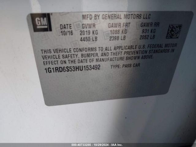 1G1RD6S53HU153492 Chevrolet Volt Premier