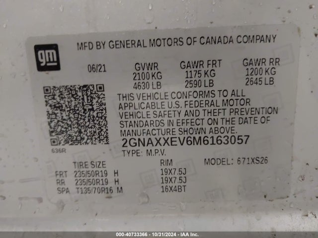 Chevrolet Equinox Awd Premier 2021 2GNAXXEV6M6163057 Image 9