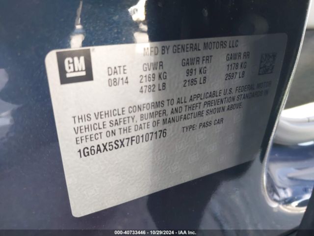 1G6AX5SX7F0107176 Cadillac CTS LUXURY