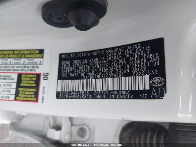 Toyota COROLLA LE 2015 2T1BURHEXFC399595 Image 8