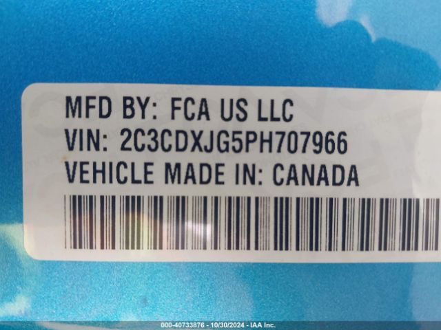2C3CDXJG5PH707966 Dodge Charger Sxt Awd