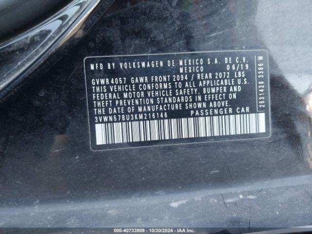 3VWN57BU3KM216146 Volkswagen Jetta 1.4t S