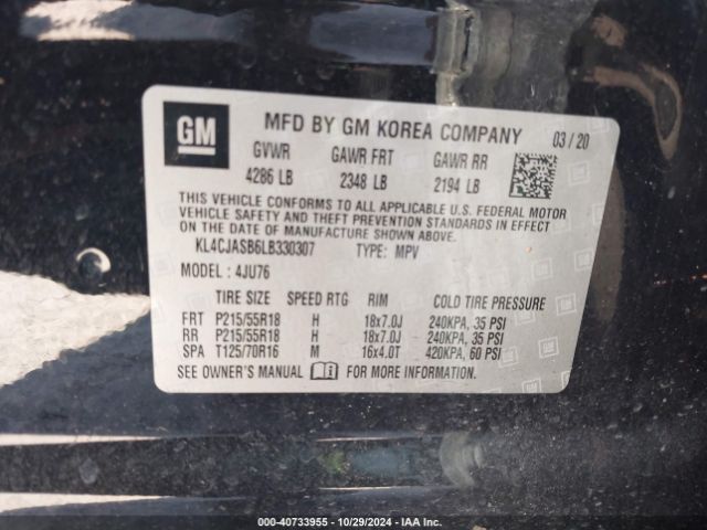 KL4CJASB6LB330307 Buick Encore Fwd Preferred