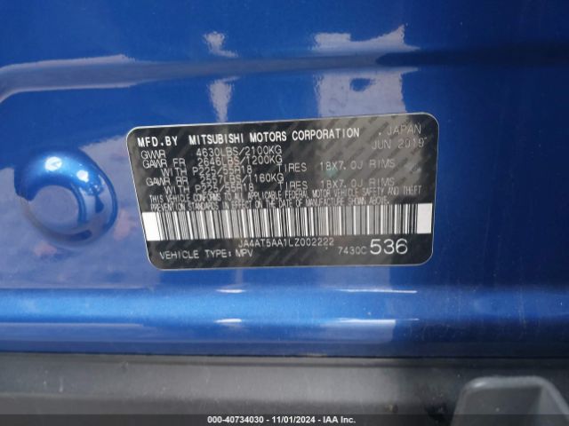 JA4AT5AA1LZ002222 Mitsubishi Eclipse Cross Se 1.5t Awc