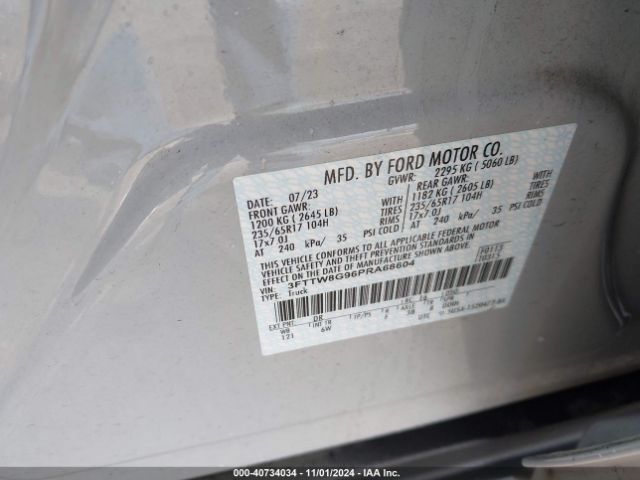 3FTTW8G96PRA68604 Ford Maverick Lariat