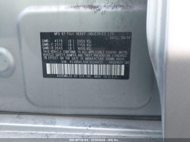 4S3BNAL60F3024435 Subaru Legacy 2.5i Limited