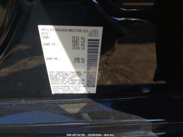 1N4BL4CW4NN357978 Nissan Altima Sr Intelligent Awd