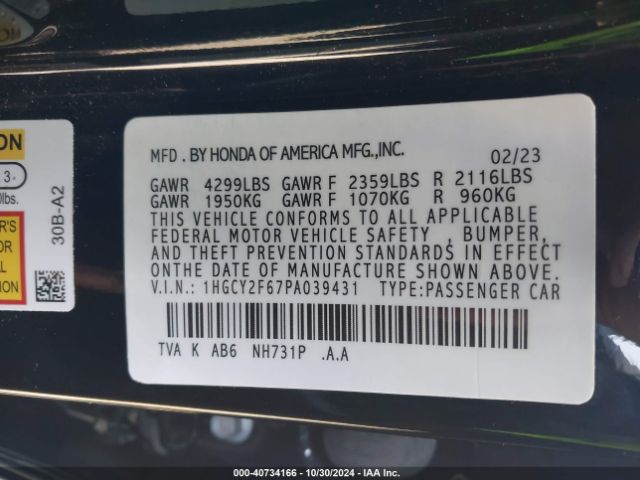 2023 HONDA ACCORD 1HGCY2F67PA039431 Photo 8