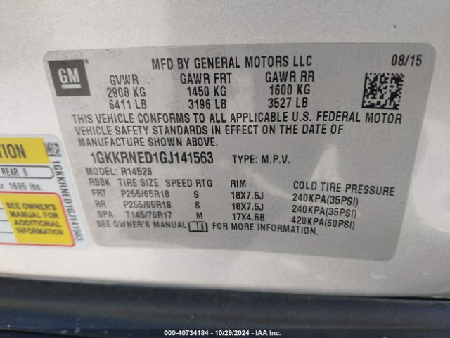 1GKKRNED1GJ141563 GMC Acadia Sle-1