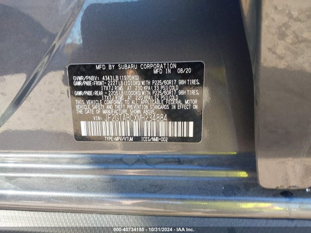 JF2GTABCXMH234884 Subaru Crosstrek