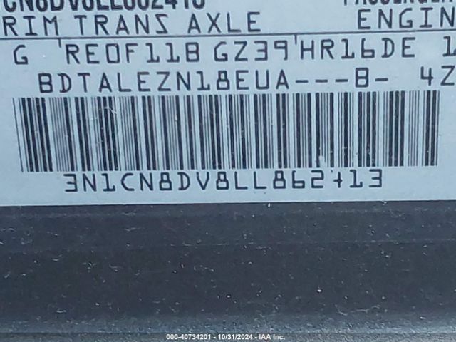 3N1CN8DV8LL862413 Nissan Versa S Xtronic Cvt