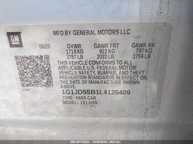 1G1JD5SB1L4126409 Chevrolet Sonic Fwd  Lt