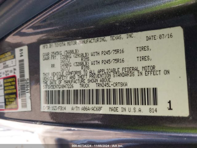 5TFSX5EN7GX047226 Toyota Tacoma Sr