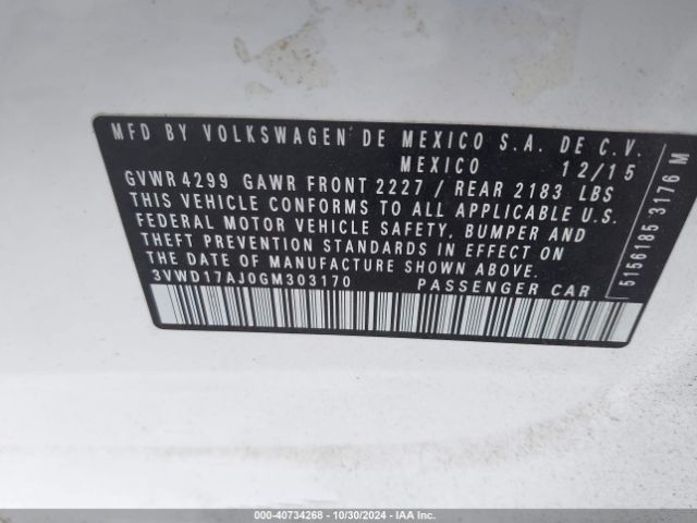 3VWD17AJ0GM303170 Volkswagen Jetta 1.8t Sport