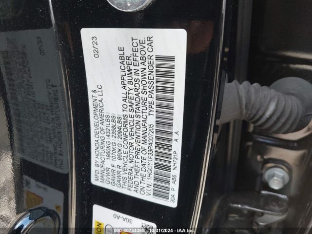 1HGCY1F33PA007205 Honda ACCORD EX