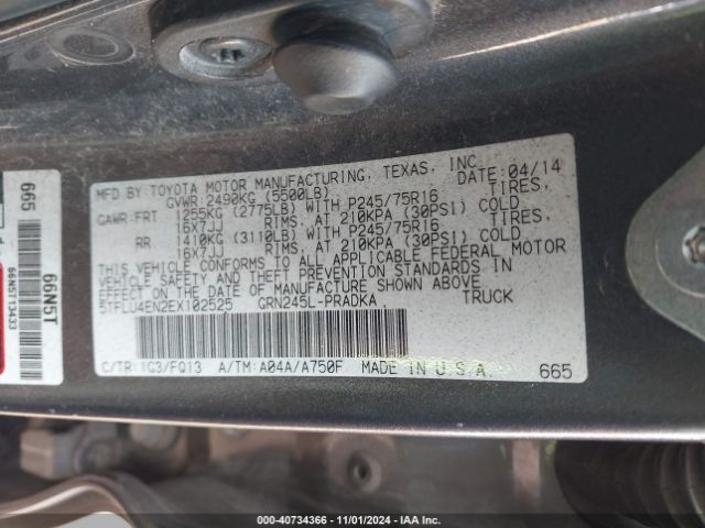 5TFLU4EN2EX102525 Toyota Tacoma Base V6