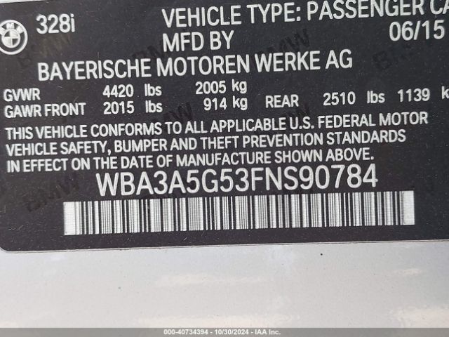 WBA3A5G53FNS90784 BMW 328I
