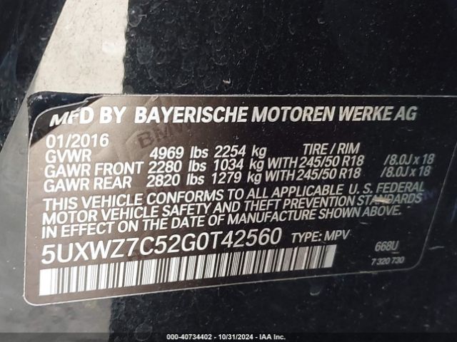5UXWZ7C52G0T42560 BMW X3 Sdrive28i
