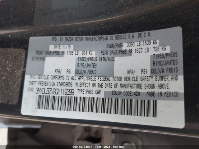 3MYDLBZV8GY119399 Scion Ia Base (a6)