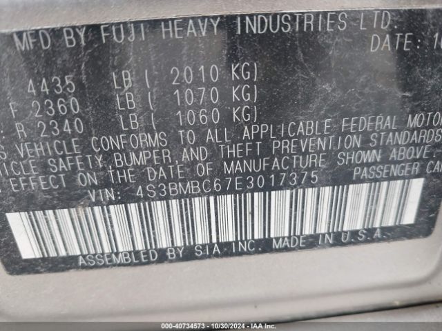 4S3BMBC67E3017375 Subaru Legacy 2.5i Premium