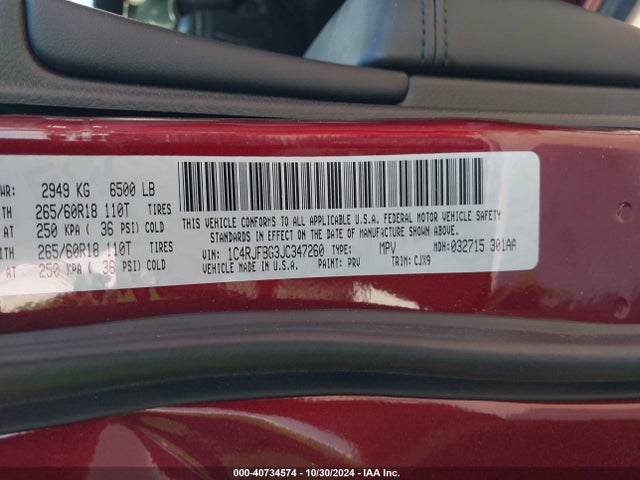 1C4RJFBG3JC347260 Jeep Grand Cherokee Limited 4x4