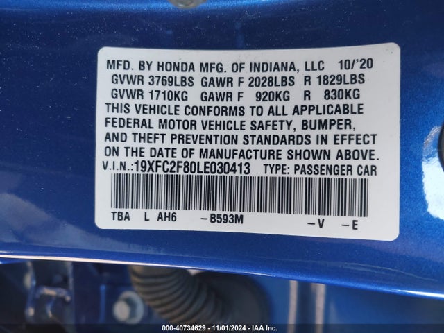 Honda Civic Sport 2020 19XFC2F80LE030413 Image 9