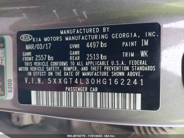 KIA Optima Lx 2017 5XXGT4L30HG162241 Image 9
