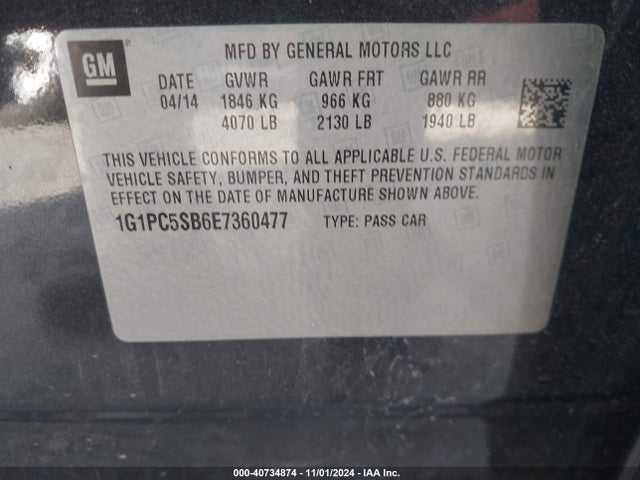 Chevrolet Cruze 1lt Auto 2014 1G1PC5SB6E7360477 Image 9