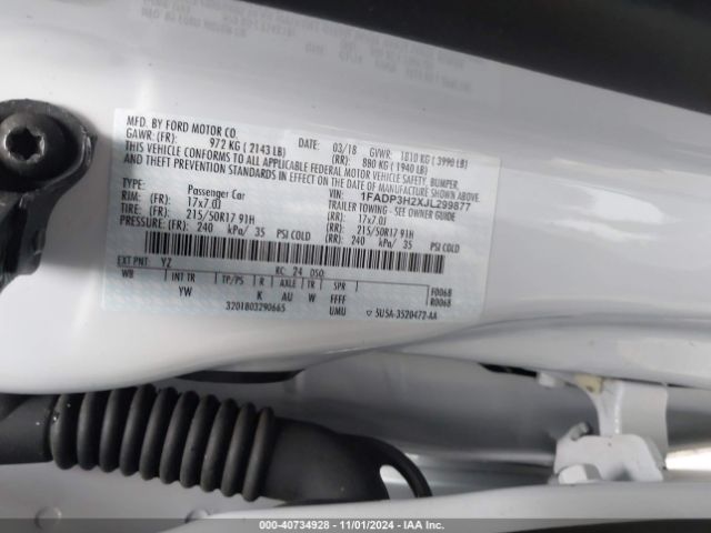 1FADP3H2XJL299877 Ford FOCUS SEL
