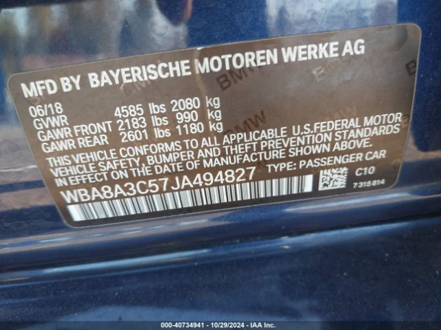 2018 BMW 320I WBA8A3C57JA494827 Photo 8