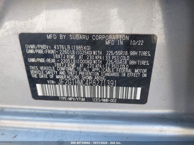 Продажа на аукционе авто 2023 Subaru Crosstrek Limited, vin: JF2GTHMC4P8271391, номер лота: 40734944