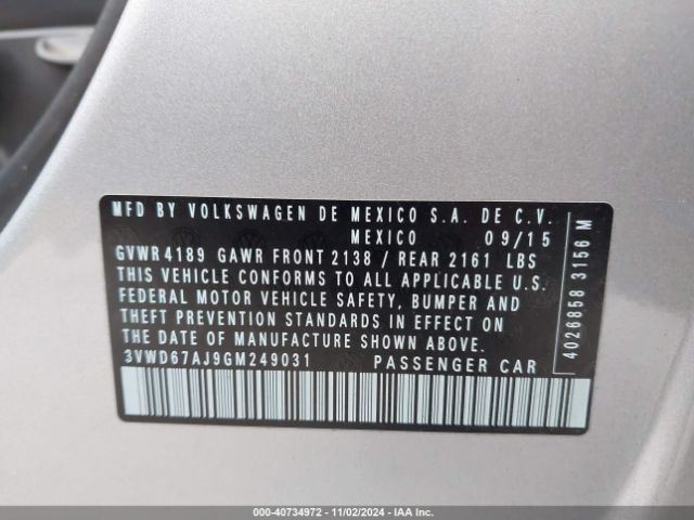 3VWD67AJ9GM249031 Volkswagen Jetta 1.4t Se