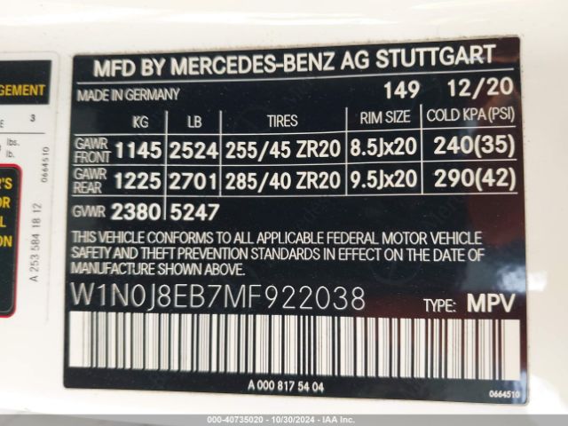 W1N0J8EB7MF922038 Mercedes-Benz Glc 300 4matic Coupe