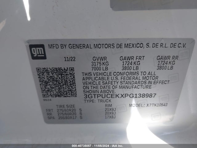 3GTPUCEKXPG138987 GMC Sierra 1500 4wd  Short Box Elevation With 3sb