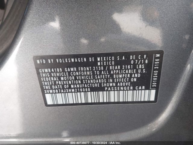 3VWDB7AJ3HM216068 Volkswagen Jetta 1.4t Se